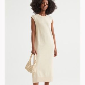 H&M Cream Sleeveless Knit Midi Side Slit Dress